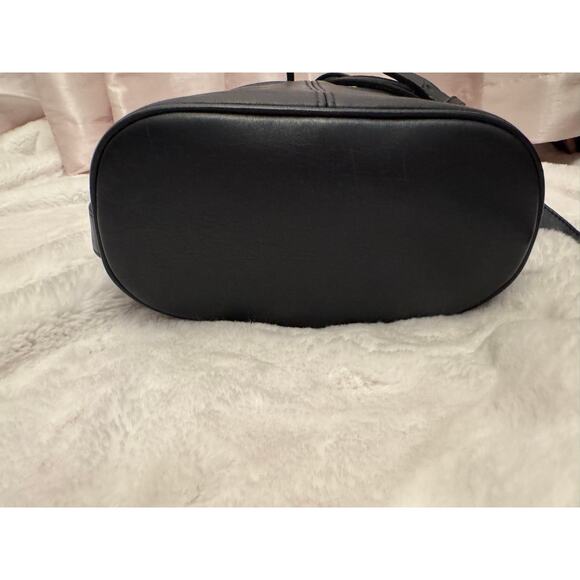 Vintage 1990s Coach Navy Leather Bucket Drawstring Crossbody - Picture 5 of 9